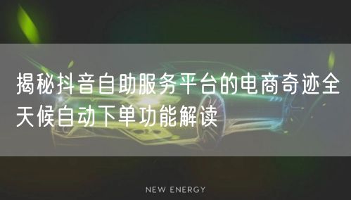 揭秘抖音自助服务平台的电商奇迹全天候自动下单功能解读