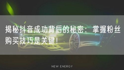 揭秘抖音成功背后的秘密：掌握粉丝购买技巧是关键！